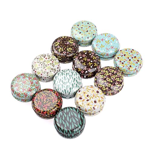 Rarapop 12 Pack Reusable Mini Round Tinplate Candle Tin Jars with Lids 20ml Small Vintage Travel Tin Cans Refillable Empty Container Bottle for Lip Balm Salve Eye Shadow Powder - Image 2