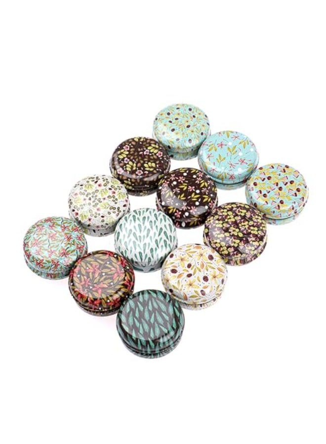 Rarapop 12 Pack Reusable Mini Round Tinplate Candle Tin Jars with Lids 20ml Small Vintage Travel Tin Cans Refillable Empty Container Bottle for Lip Balm Salve Eye Shadow Powder - Image 1