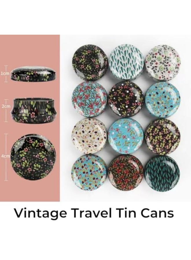 Rarapop 12 Pack Reusable Mini Round Tinplate Candle Tin Jars with Lids 20ml Small Vintage Travel Tin Cans Refillable Empty Container Bottle for Lip Balm Salve Eye Shadow Powder - Image 4