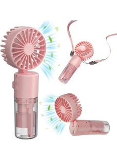 Handheld Fan, Rechargeable Mist Handheld Fan, Portable Mini Mist Fan Multi-Purpose, 4 Speed and 20ml Mist and 90° Foldable USB Personal Water Fan, Suitable for Travel Office Outdoor