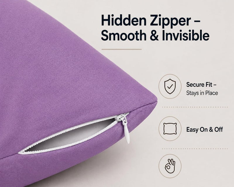 EVOLIVE New Soft Brushed Premium Microfiber Body Pillow Cover 21"x54" Pillowcases with Zipper Closure Set of 2 (Body Pillow Cover 21"x54" Pack of 2, Lavender) - Image 5
