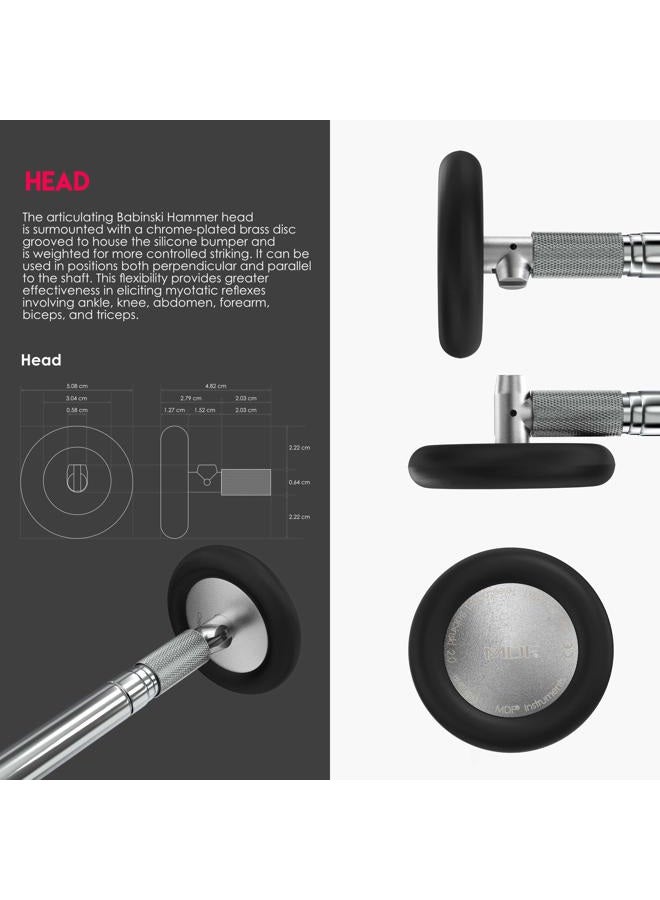 MDF Instruments Babinski Telescoping 2.0 Neurological Reflex Hammer with Built-in Brush - Black (MDF535XT-11) - Image 4