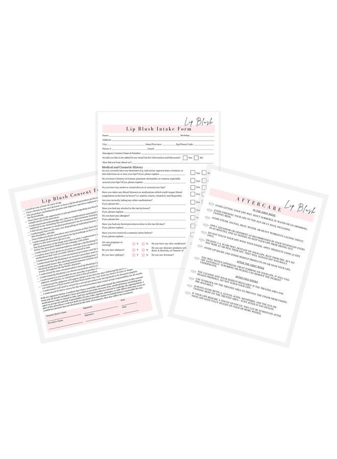 Lashicorn Lip Blush Consent Form, Intake Form, Aftercare Form | 75 Pack | 8.5x11" inch Paper Size Form | 25 Consent Forms, 25 Client Intake Forms, 25 Aftercare Forms - Image 1
