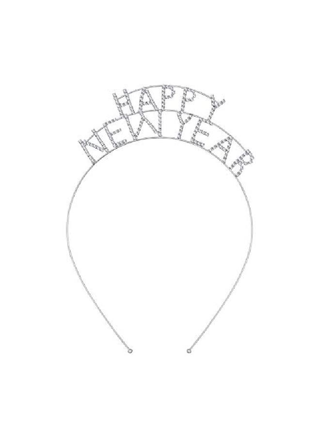 Frcolor Crystal Happy New Year Headband Women'S Sparkly Rhinestone New Year Tiara Headband Party Hair Accessory - Image 1