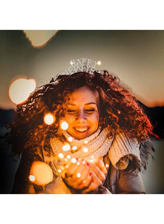 Frcolor Crystal Happy New Year Headband Women'S Sparkly Rhinestone New Year Tiara Headband Party Hair Accessory - Image 5
