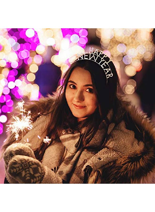 Frcolor Crystal Happy New Year Headband Women'S Sparkly Rhinestone New Year Tiara Headband Party Hair Accessory - Image 4