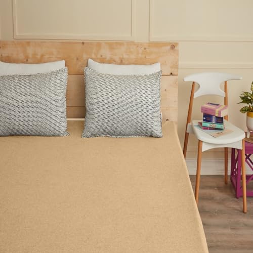 Wakefit Cotton Feel Ultra Soft Waterproof Mattress Protector | Breathable - Hypoallergenic Mattresses Cover 75" x 60" - Queen, Beige - Image 2