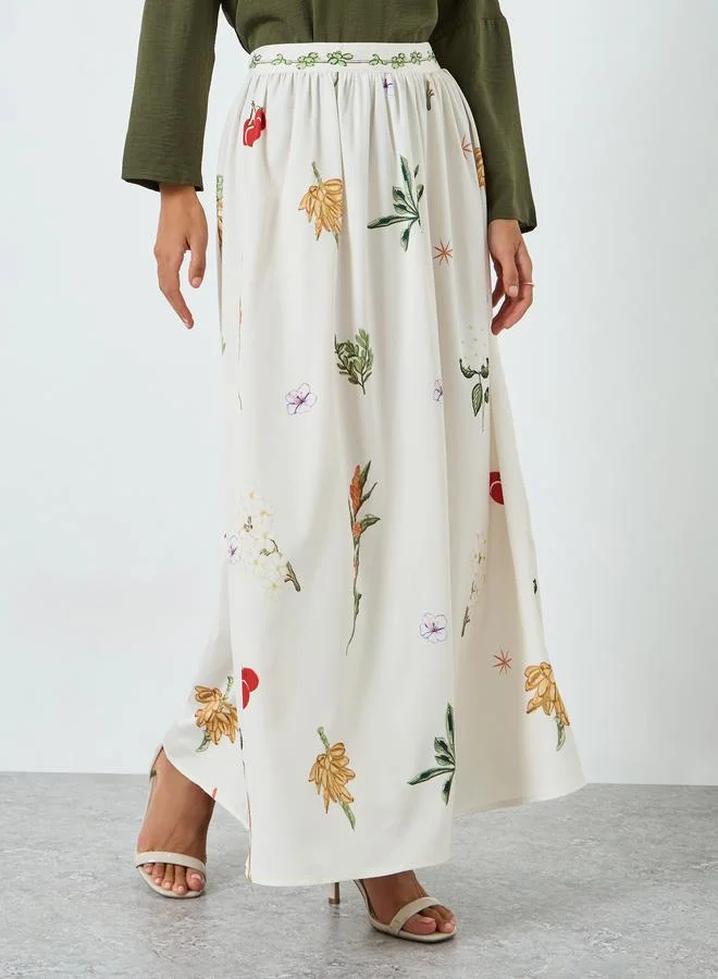 Take Two Women Floral Print A-Line Maxi Skirt