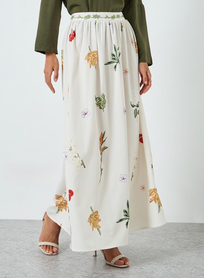 Take Two Women Floral Print A-Line Maxi Skirt - Image 2