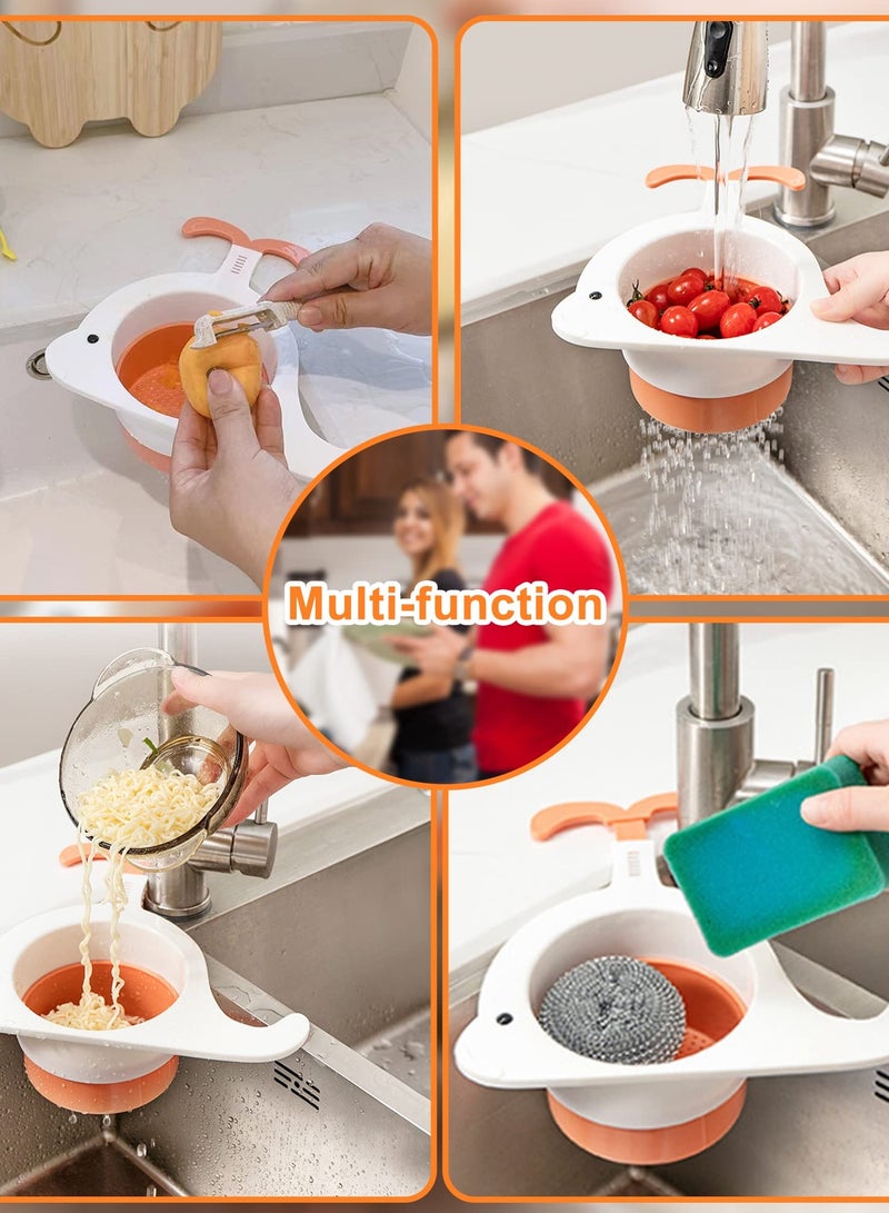 SOLARAE Kitchen Sink Drain Basket,2pcs Corner Sink Strainer Basket Stretchable Hooks Sink Drain Basket Multifunction Food Catcher For Kitchen Sink Waste Filter, Kitchen Sink Gadgets - Image 2