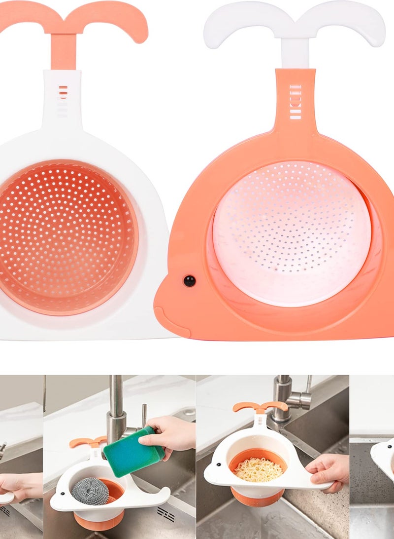 SOLARAE Kitchen Sink Drain Basket,2pcs Corner Sink Strainer Basket Stretchable Hooks Sink Drain Basket Multifunction Food Catcher For Kitchen Sink Waste Filter, Kitchen Sink Gadgets - Image 1