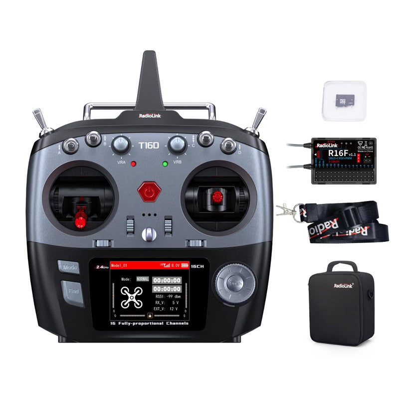 Radiolink T16D 16 Channels RC Transmitter and R16F Telemetry Receiver MultiProtocol and Voice Broadcast Support RC Radio Remote for Drone Airplane Car Boat and More Mode 2 Left Throttle - Image 3