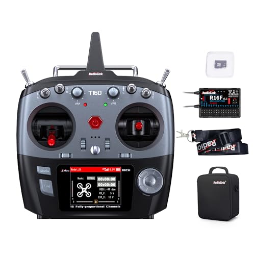 Radiolink T16D 16 Channels RC Transmitter and R16F Telemetry Receiver MultiProtocol and Voice Broadcast Support RC Radio Remote for Drone Airplane Car Boat and More Mode 2 Left Throttle - Image 1