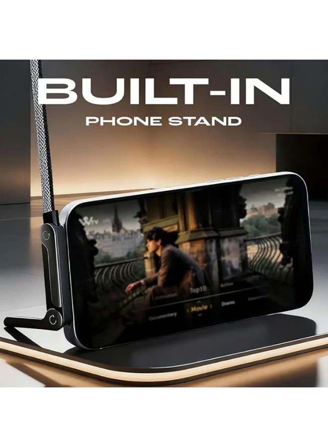 BASEMO 2026 New Sideways Phone Charger - 65W Braided Fast Charge Cable with Built-in Phone Stand, 2-in-1 Invisible Holder Charger Cable for iPhone, for Samsung and USB-C Devices (USB-A to Type-C-65W) - Image 3