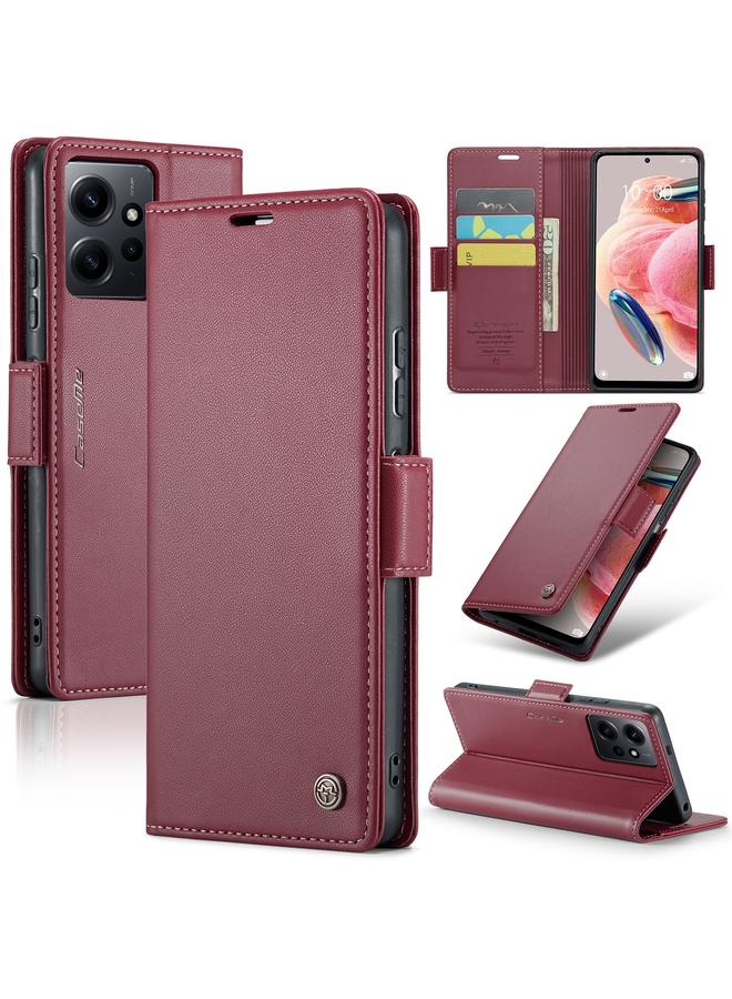 Case For Xiaomi Redmi Note 12 4G Global 023 Butterfly Buckle Litchi Texture RFID Anti-theft Leather Phone Case