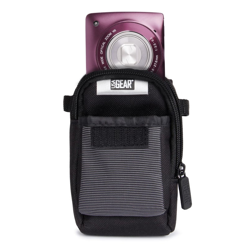 USA Gear Point Shoot Camera Case Compatible with Nikon Coolpix, Canon Powershot Elph 180, Canon G7 X Mark iii, and more - Small Digital Camera Case with Shoulder Strap, Belt Loop, Pocket for SD Card - Image 4