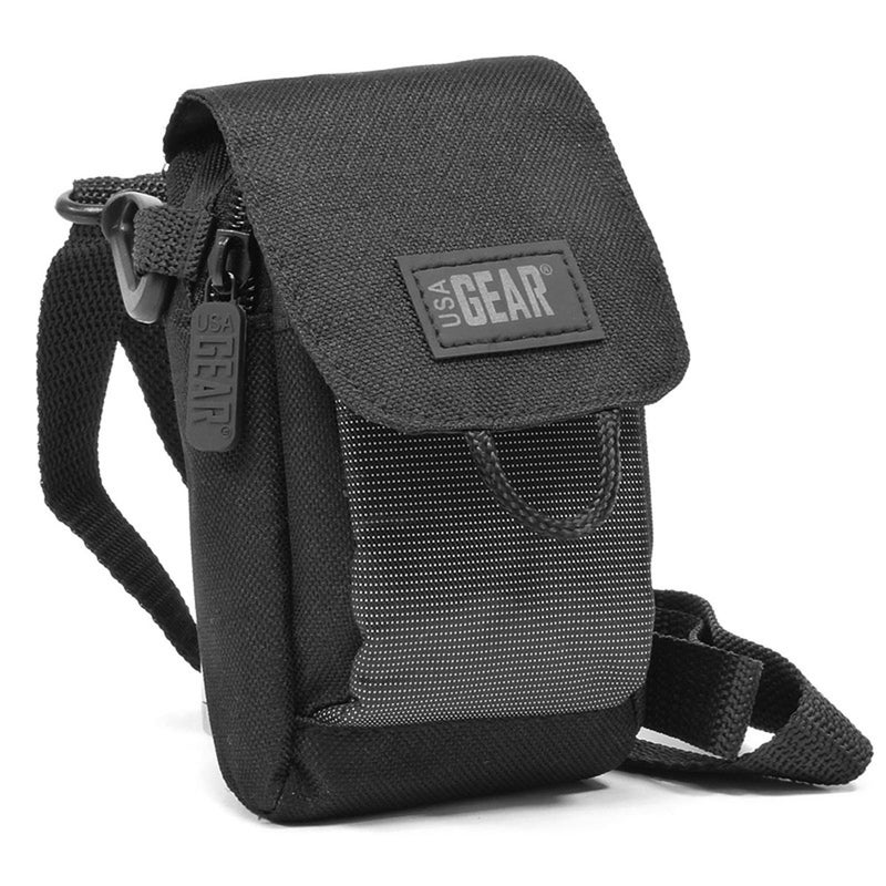 USA Gear Point Shoot Camera Case Compatible with Nikon Coolpix, Canon Powershot Elph 180, Canon G7 X Mark iii, and more - Small Digital Camera Case with Shoulder Strap, Belt Loop, Pocket for SD Card - Image 1
