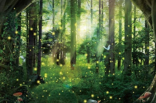 DORCEV Magical Fantasy Forest Photography Backdrop Jungle Safari Theme Party Background Sunlight Spring Green Tree Butterfly Enchanted Forest Theme Baby Shower Banner Adult Photo Studio Props - Image 4