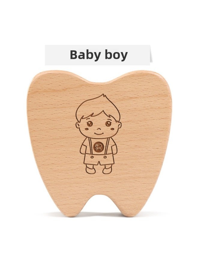 Wooden Teeth Commemorative Box Boys And Girls Fetal Hair Children's Collection Box Baby's Teeth Replacement Storage Box-Color:Y Handsome Dog Teeth-Mouse  - Image 5