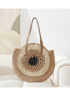 KUYING New Minimalist Circular Single Shoulder Grass Woven Bag Woven Bag  - Image 1