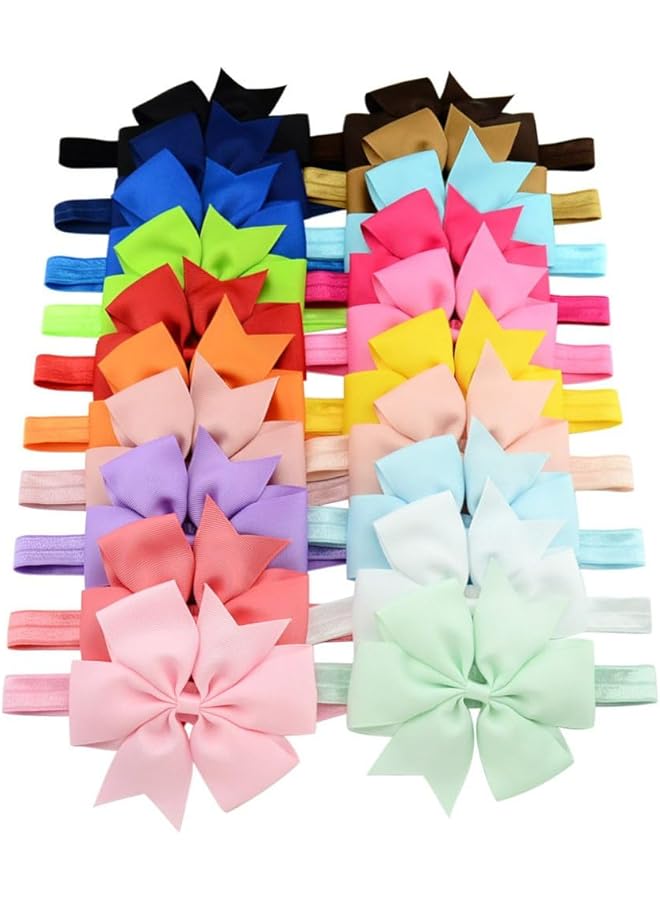 erorex 20 Elastic Newborn New Born Infant Baby Toddler Chiffon Hair Bow Knots Bows Head Band Headband