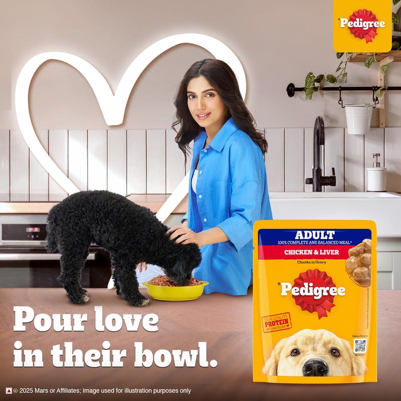 Pedigree Adult Wet Dog Food, Chicken & Liver Chunks in Gravy, 70 g (Pack of 30), Complete & Balanced Meal for Adult Dogs - Image 4
