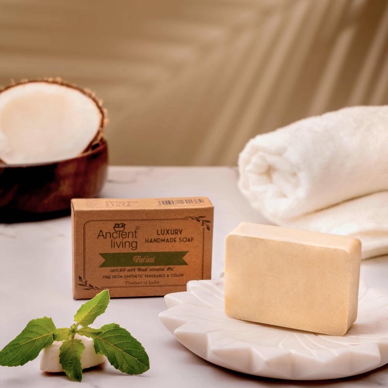 Ancient Living Tulasi Soap Set of 4 100 gms Men Women Deep Cleansing For all skin Types - Image 4