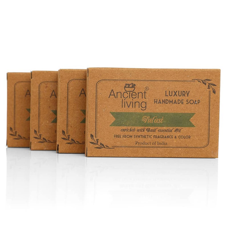 Ancient Living Tulasi Soap Set of 4 100 gms Men Women Deep Cleansing For all skin Types - Image 1