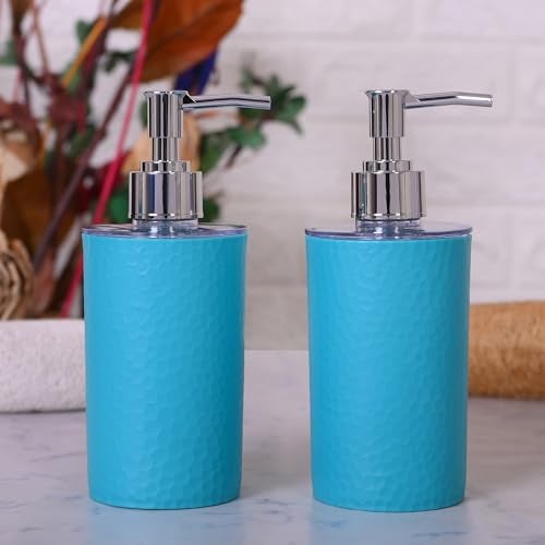 Shenron Blue Liquid Soap Dispenser for Wash Basin & Bathroom, Liquid Soap Refillable Plastic Dispenser Hand Wash, Soap Dispenser for Kitchen & Household use, Set of 2 (Plastic) - Image 1