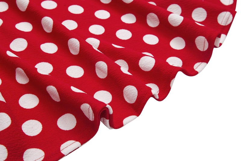 EXCHIC Women's Casual Stretchy Flared Midi Skater Skirts Basic A-Line Pleated Midi Skirt (XL, Polka Dot-3) - Image 3