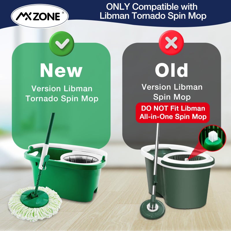 MXZONE 3 Pack Mop Head Replacement for Libman Tornado, Spin Mop Replacement Head ðŽðð‹ð˜ Compatible with Libman, Easy to Replace, Machine Washable, Green and White (NOT for Old Version) - Image 2