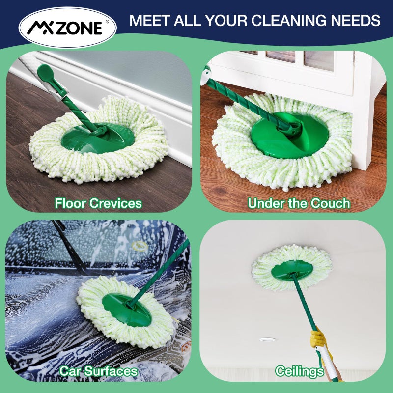 MXZONE 3 Pack Mop Head Replacement for Libman Tornado, Spin Mop Replacement Head ðŽðð‹ð˜ Compatible with Libman, Easy to Replace, Machine Washable, Green and White (NOT for Old Version) - Image 5
