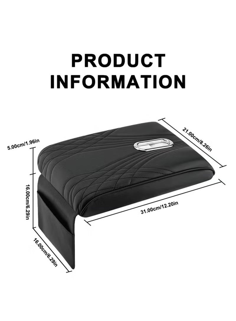 Car Armrest Cushion, Central Control Armrest Box,Car Armrest Storage Box,Soft and Comfortable, Protects,Suitable for Most Vehicle,(Black) - Image 2