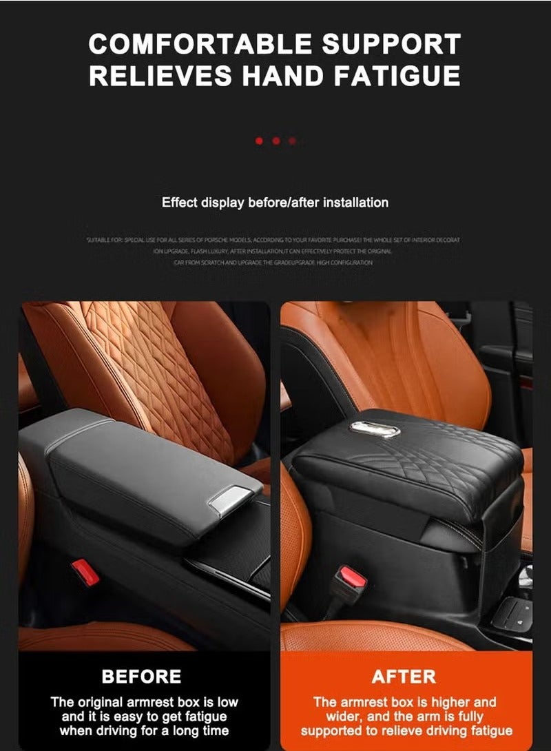 Car Armrest Cushion, Central Control Armrest Box,Car Armrest Storage Box,Soft and Comfortable, Protects,Suitable for Most Vehicle,(Black) - Image 4