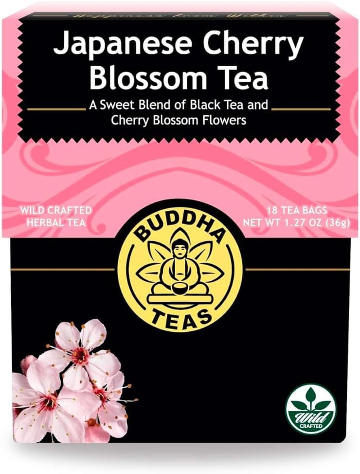 BUDDHA TEAS شاي زهرة الكرز اليابانية العضوية من بودا تي - 18 كيس شاي خالي من التبييض - Image 1