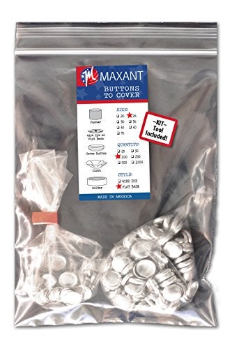 M MAXANT 100 Cover Buttons by Maxant - Made in The USA - #24 (5/8") with Flat Backs, Ideal for Crafting. Includes Tool. - Image 1