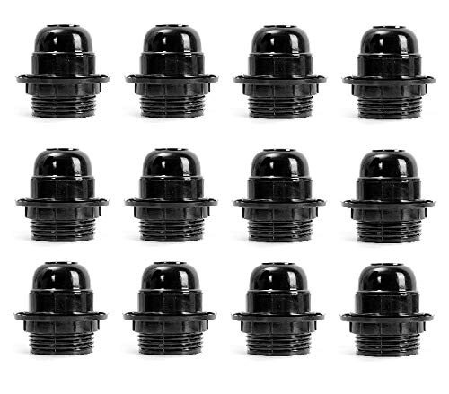 Mufasa E-27 Holders (Regular Screw Type) Black, with Ring, Lamp Shade Holder (Pack of 12) - Image 1