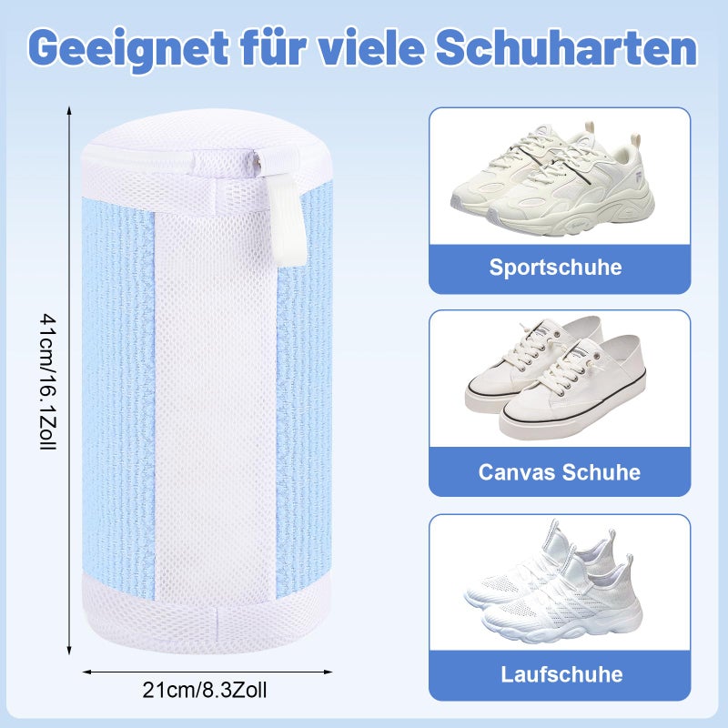 Dntorx Shoe Washing Machine Bags, 2 PCS Reusable Blue+White Chenille Laundry Bags for Washing Machine, 360 Wrap-Around Clean Shoe Laundry Bags with Hidden Zipper - Image 2