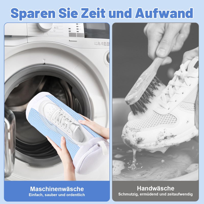 Dntorx Shoe Washing Machine Bags, 2 PCS Reusable Blue+White Chenille Laundry Bags for Washing Machine, 360 Wrap-Around Clean Shoe Laundry Bags with Hidden Zipper - Image 5