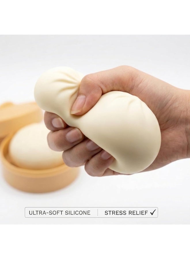 GIOIO Rainbow Dumpling squishies Stress Balls, Colorful Squishies Dumpling Fidget Sensory Toy with Food Steamer, Squeeze Dough Ball for Stress Relief, Stretchy Desk Toys Gift - Image 2