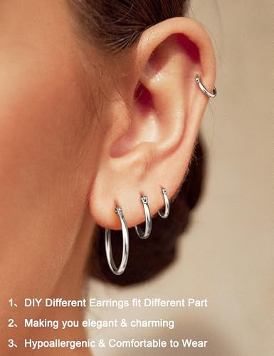 ORAZIO 4 Pairs Stainless Steel Hoop Earrings Set Huggie Earrings for Women,10mm-20mm - Image 5