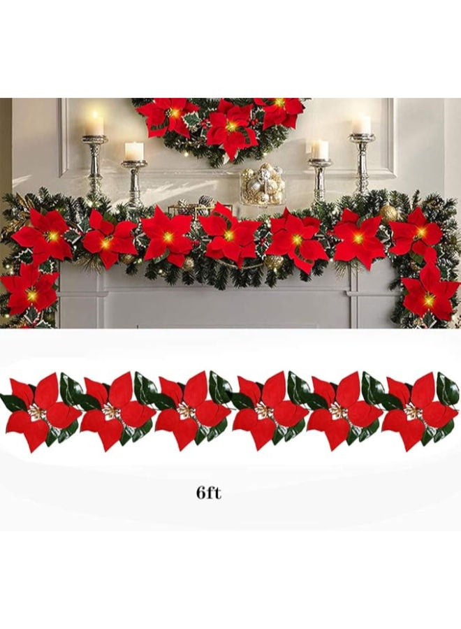 2 Bunches Poinsettia and 1 pieces - Artificial Flowers (20 Heads) - Image 3
