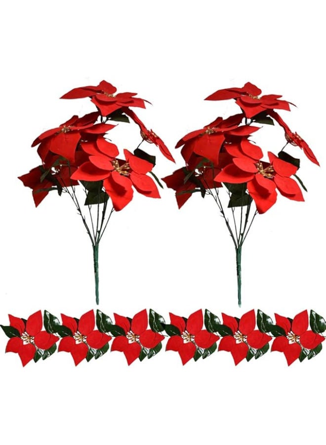 2 Bunches Poinsettia and 1 pieces - Artificial Flowers (20 Heads) - Image 1