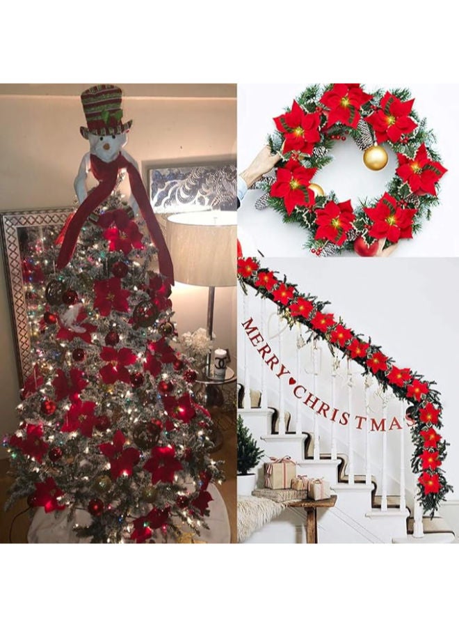 2 Bunches Poinsettia and 1 pieces - Artificial Flowers (20 Heads) - Image 2