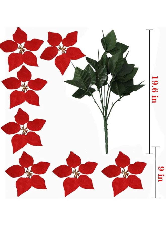 2 Bunches Poinsettia and 1 pieces - Artificial Flowers (20 Heads) - Image 4