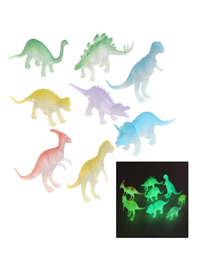 MUREN® Luminous Glow in Dark Night Light Dinosaur Mini 8 Pcs Animal Figure Gift for Kids Set-Toys & Education/Learning/Hobbies 3+ Years -Multicolor - Image 1