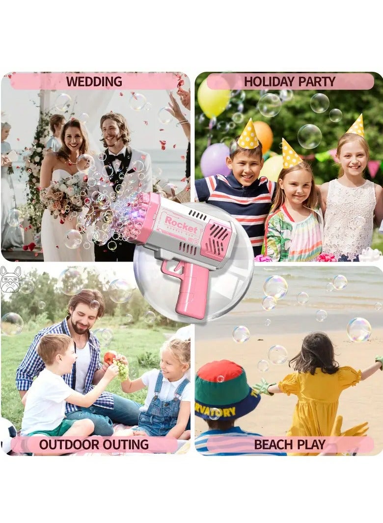 40-Hole Electric Bubble Gun – Handheld Automatic Bubble Machine with LED Lights – Fun Outdoor Party Toy for Boys & Girls – Available in Blue & Pink – Perfect for Birthdays, Gatherings, Halloween, Christmas & Summer Play (Bubble Solution & Batteries Not Included)  - Image 4