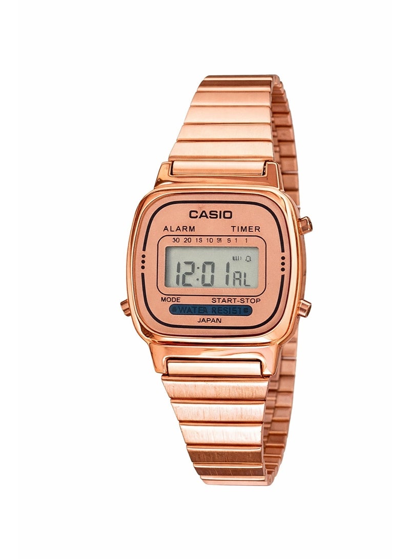 Casio Rose Gold Digital Watch for Women | Vintage Retro Stainless Steel Waterproof Alarm Timer Watch - Image 1