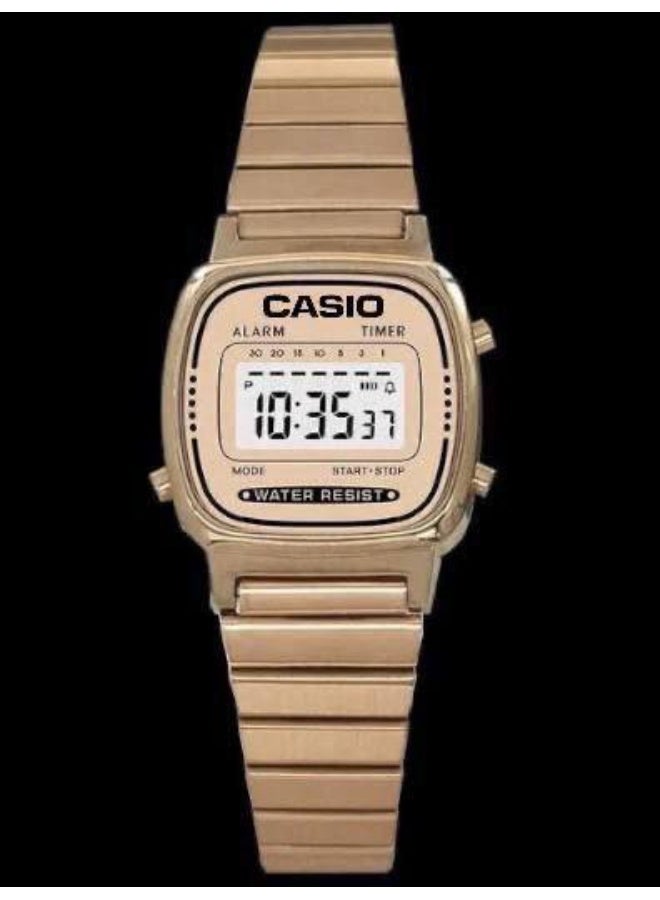 Casio Rose Gold Digital Watch for Women | Vintage Retro Stainless Steel Waterproof Alarm Timer Watch - Image 3