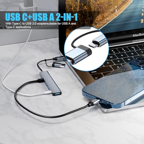 BERLAT 【Upgrade】 USB C/USB Hub, BERLAT Aluminum 7 in 1 USB C & USB Hub with USB 3.0, USB 2.0 Ports for PC/Laptops/MacBook Pro/Air/iMac/iPad and More Devices - Image 4